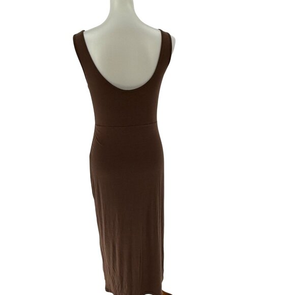 OGL Brami Tank Dress Scoop Back Brown Midi Stretch Sleeveless M - Picture 3 of 9